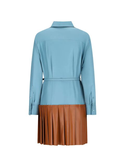 FENDI pleated poplin shirt mini dress - Blue