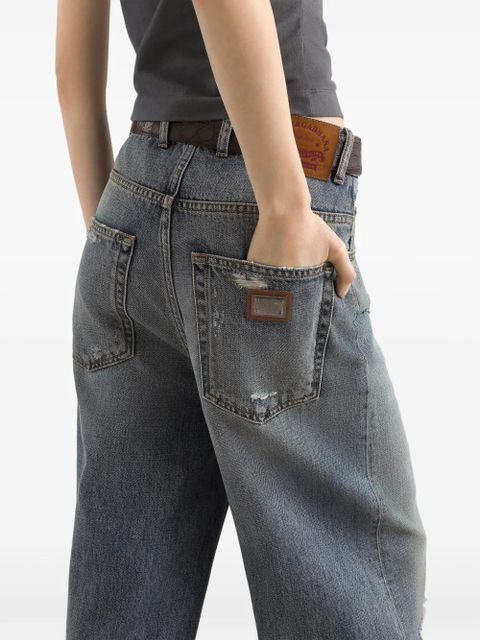 Dolce & Gabbana distressed feather jeans - Blue