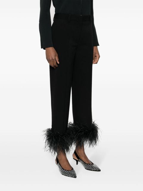 Miu Miu feather-trimmed trousers - Black