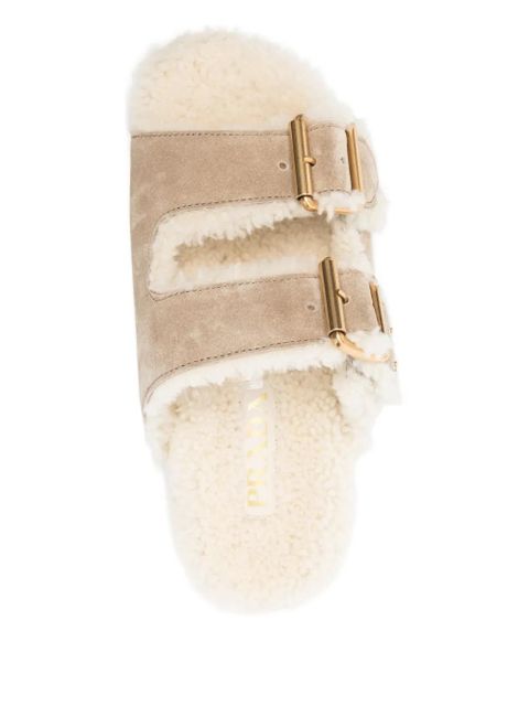 Prada shearling-trim slippers - Neutrals