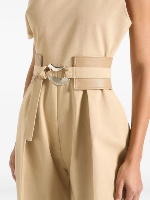 Manière De Voir Valerie off-shoulder belted tailored jumpsuit - Neutrals