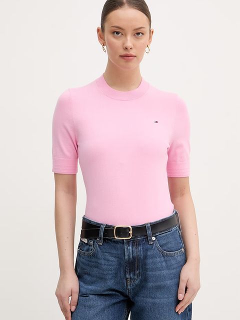 Tommy Hilfiger T-shirt swetrowy damski z bawełną - zdjęcie produktu nr 1