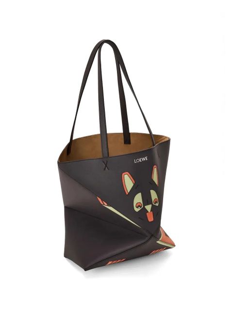 LOEWE x Louis Wain medium Futurist Cat Puzzle Fold graphic straps tote bag - Brown