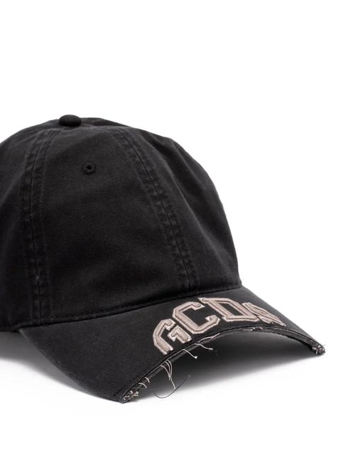 GCDS logo-embroidered frayed-edge baseball cap - Black