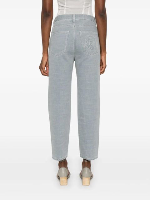 FENDI logo-embossed jeans - Blue