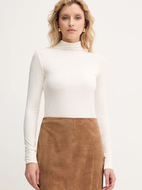 Marella longsleeve Emme by Marella kolor beżowy z golfem 2525946031200 - zdjęcie produktu nr 1