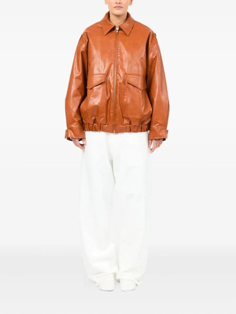MM6 Maison Margiela zip-up leather jacket - Orange - zdjęcie produktu nr 2