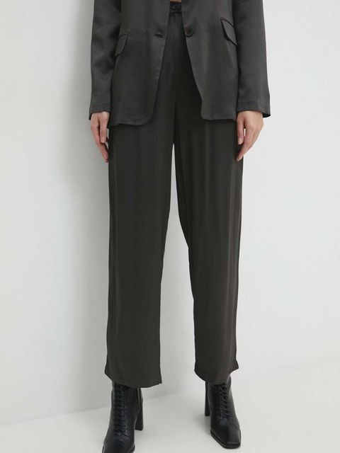 Answear.LAB spodnie damskie kolor szary szerokie high waist