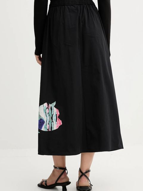 Desigual spódnica bawełniana ELLA LACROIX kolor czarny midi rozkloszowana 25WWFW05 - zdjęcie produktu nr 2