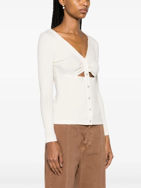 PINKO cut-out detailed ribbed top - White