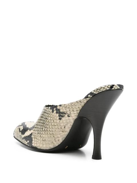 KHAITE snakeskin-effect heeled mules - Neutrals