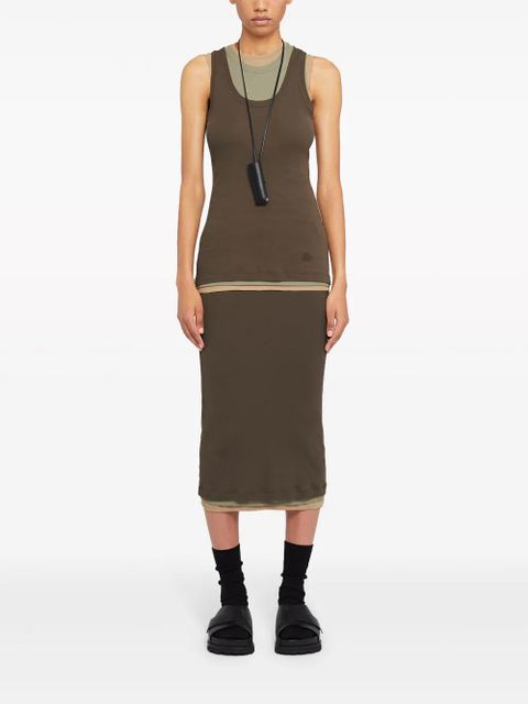 Jil Sander layered cotton midi skirt - Brown - zdjęcie produktu nr 2