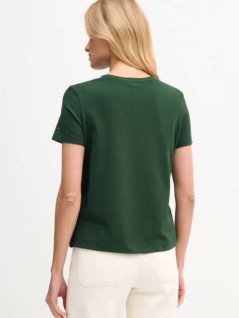 Tommy Hilfiger t-shirt damski kolor zielony WW0WW47809