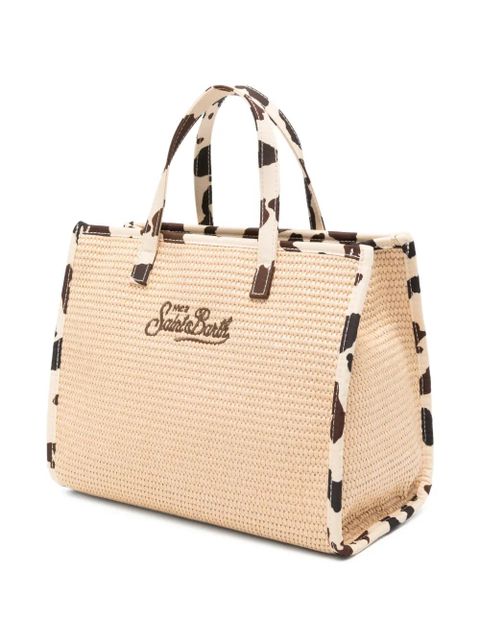 MC2 Saint Barth cow-print logo-patch tote bag - Neutrals