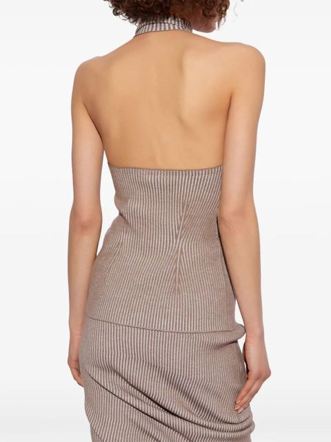 FENDI rib-knit wool halterneck top - Brown