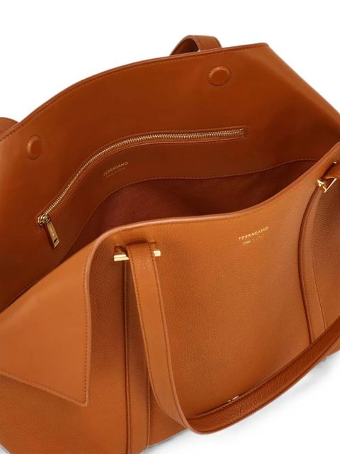 Ferragamo medium folded leather tote bag - Brown