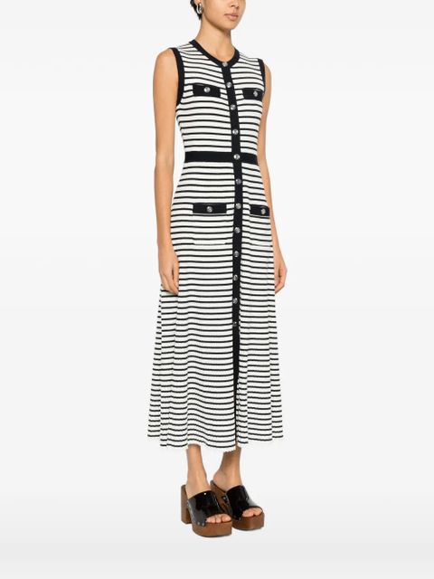 Maje striped-pattern button-fastening maxi dress - White