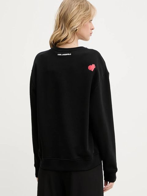 Karl Lagerfeld bluza bawełniana damska kolor czarny z nadrukiem A3W20006