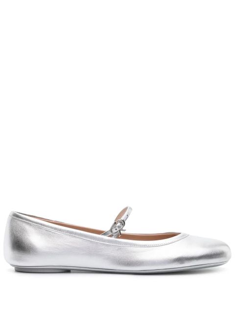 Gianvito Rossi Carla leather ballerina flats - Silver - zdjęcie produktu nr 1