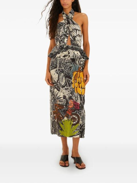 FARM Rio graphic-print embroidered dress - Black - zdjęcie produktu nr 2