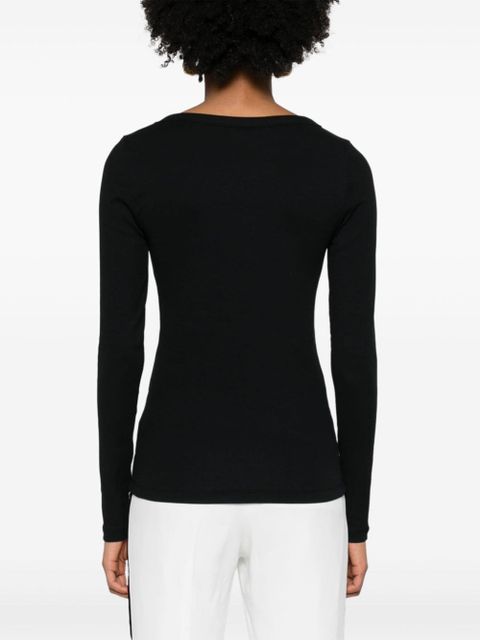 TOTEME scoop-neck fine-ribbed T-shirt - Black