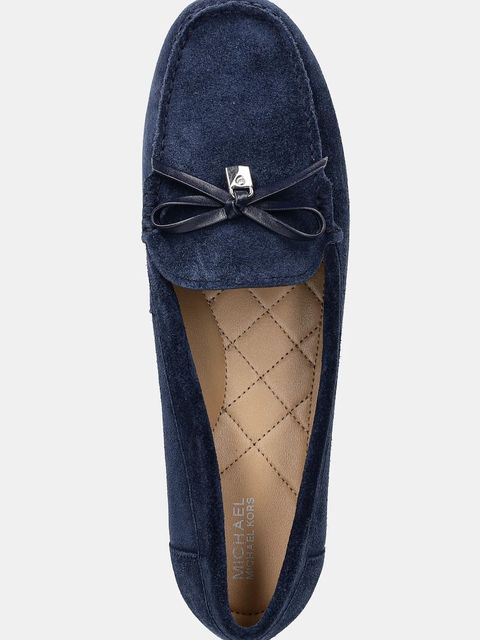 MICHAEL Michael Kors mokasyny zamszowe Juliette Moc damskie kolor granatowy na płaskim obcasie 40S3JTFR1S.401