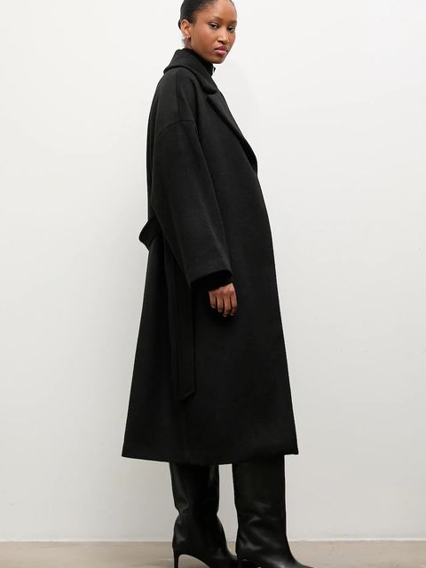 Answear.LAB płaszcz wełniany kolor czarny przejściowy dwurzędowy - zdjęcie produktu nr 1