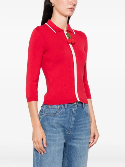 Valentino Garavani cherry-detail zip-up cardigan - Red - zdjęcie produktu nr 2