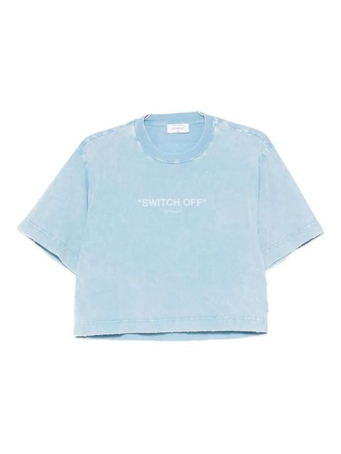 Off-White logo-print cropped T-shirt - Blue