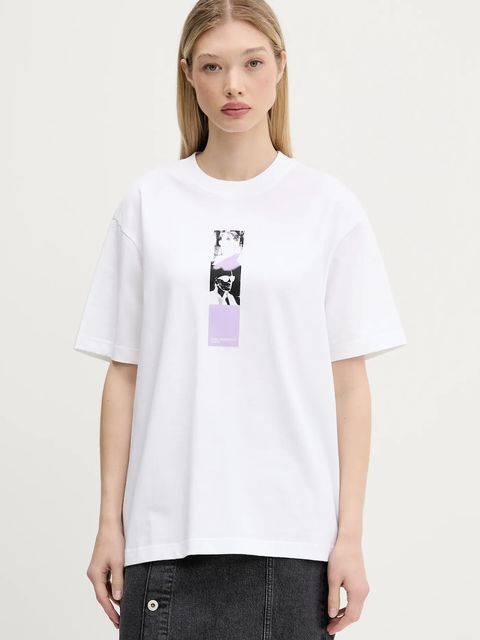 Karl Lagerfeld Jeans t-shirt bawełniany damski kolor biały A3W17053
