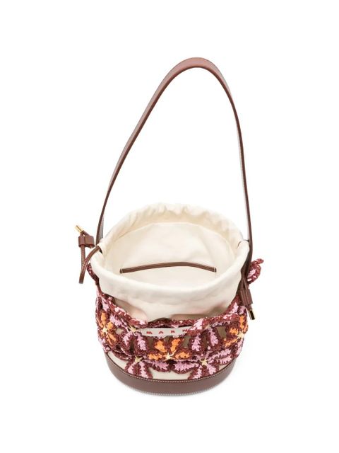 Marni floral-pattern bucket bag - Brown