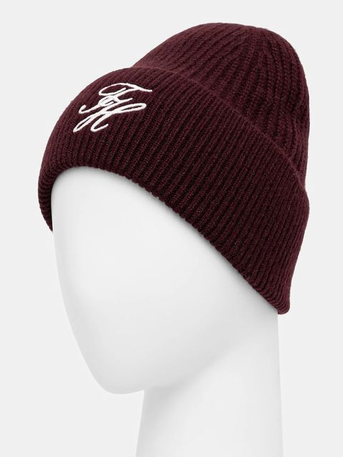 Tommy Hilfiger czapka wełniana kolor bordowy AW0AW18515 - zdjęcie produktu nr 2