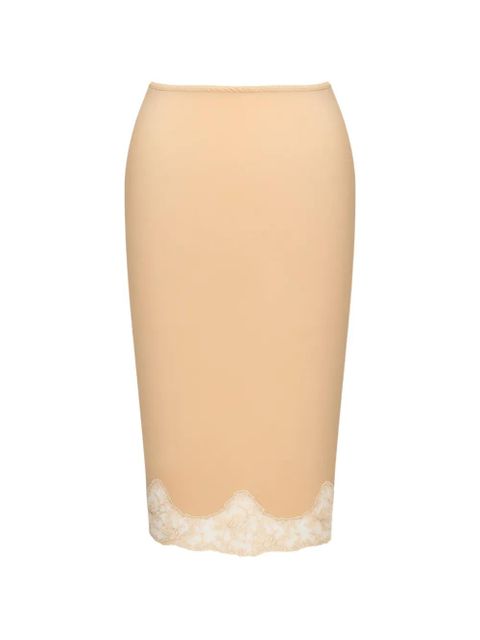 Saint Laurent lace-trim midi skirt - Neutrals - zdjęcie produktu nr 1