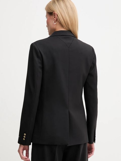 Tommy Hilfiger marynarka z dodatkiem wełny kolor czarny jednorzędowa gładka WW0WW46662