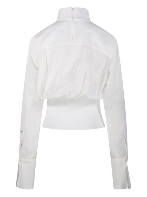 Sportmax high-neck ribbed-waist top - White