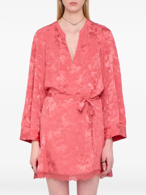 Zadig&Voltaire Ramasco lace-detail horse-pattern mini dress - Pink