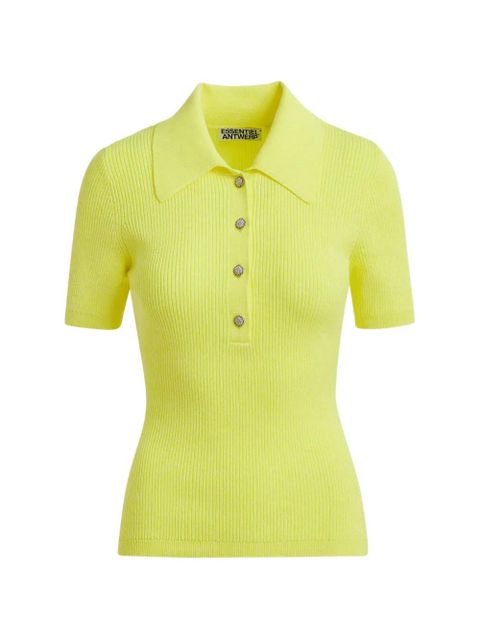 Essentiel Antwerp Jabric ribbed polo top - Yellow - zdjęcie produktu nr 1