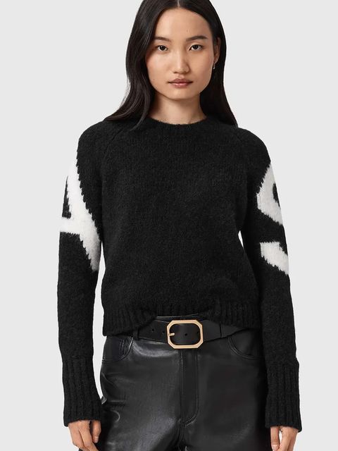 AllSaints sweter z dodatkiem alpaki damski kolor czarny W088KD - zdjęcie produktu nr 1