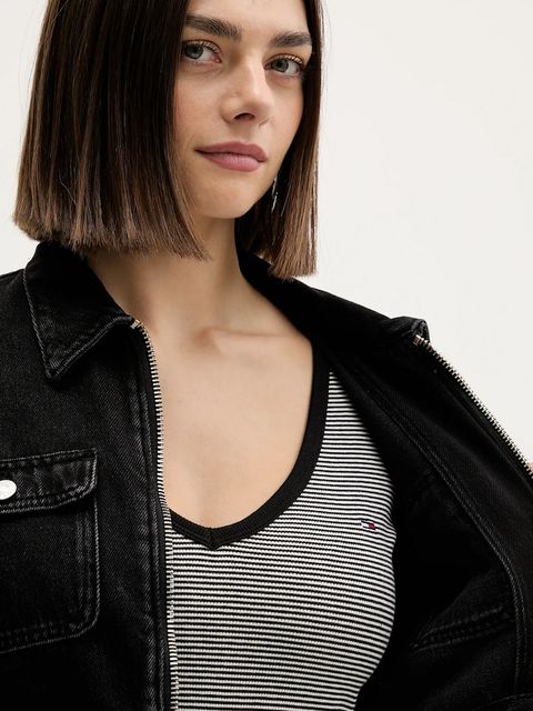 Tommy Jeans kurtka jeansowa kolor czarny DW0DW22523