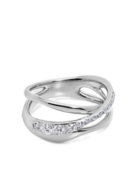 Monica Vinader pavé diamond crossover ring - Silver