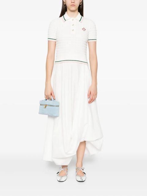 Casablanca textured-knit polo dress - White