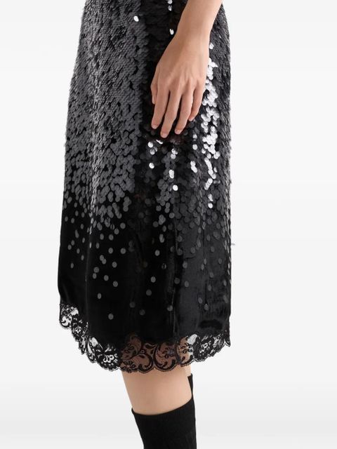 Prada sequin-embellished straight skirt - Black