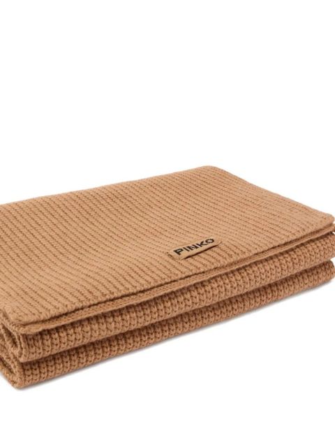 PINKO Slovenia ribbed label scarf - Brown