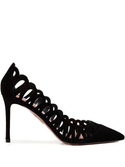 Aquazzura 85mm Peep cut-out suede pumps - Black - zdjęcie produktu nr 1