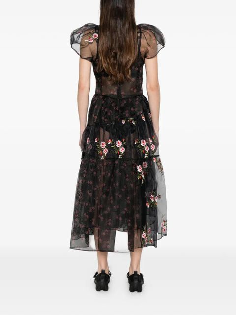 Simone Rocha puff-sleeve patchwork dress - Black