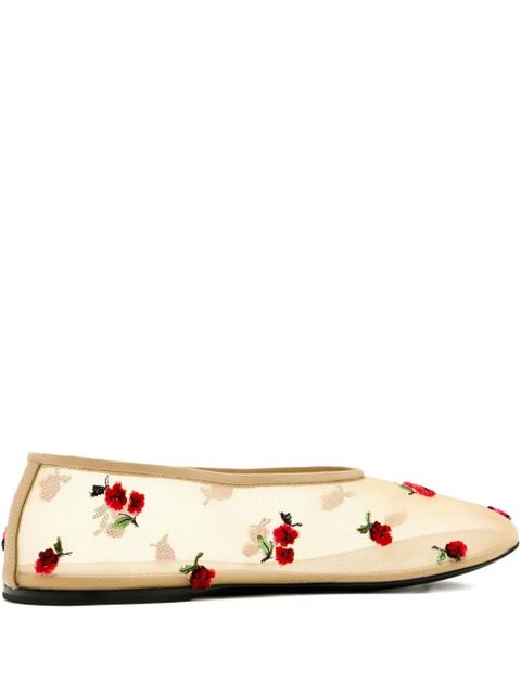 KHAITE Marcy raspberry-embroidery ballet flats - Neutrals - zdjęcie produktu nr 1