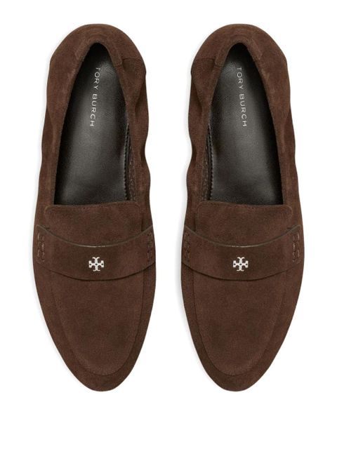 Tory Burch logo-plaque suede loafers - Brown - zdjęcie produktu nr 2