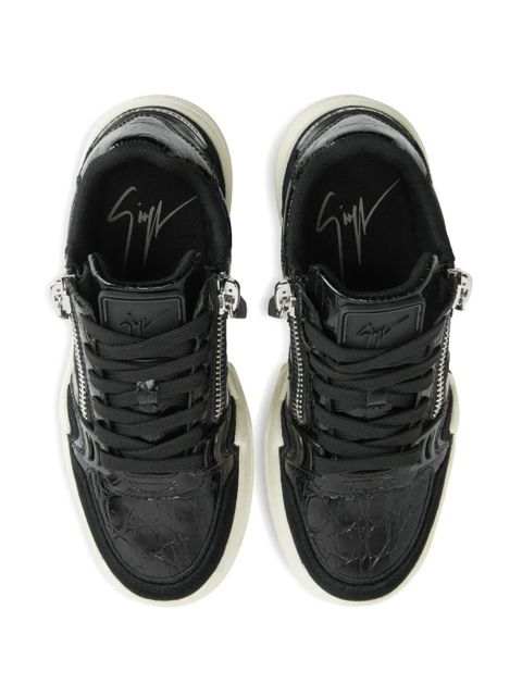 Giuseppe Zanotti crocodile print zip trainers - Black