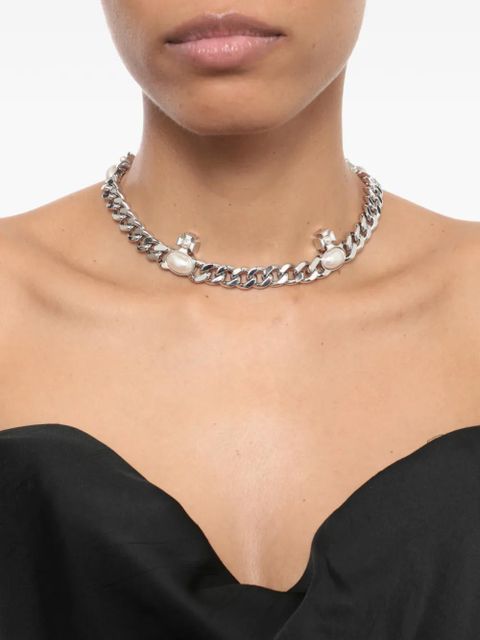 Vivienne Westwood pearl curb chain necklace - Silver
