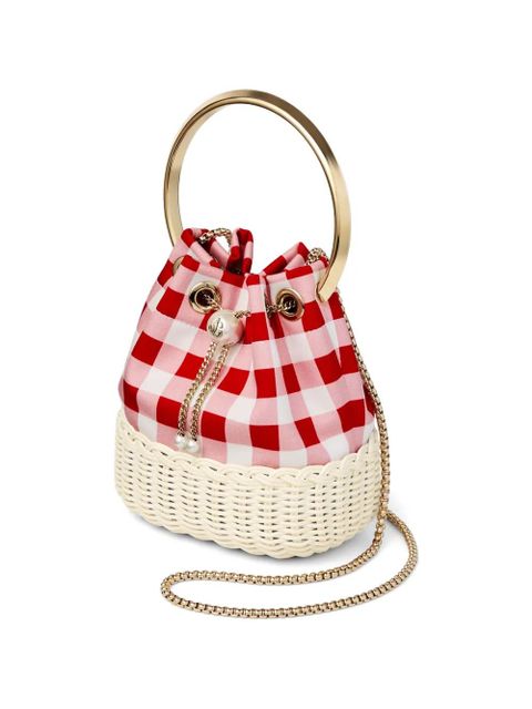 Jimmy Choo Bon Bon check pattern shoulder bag - White